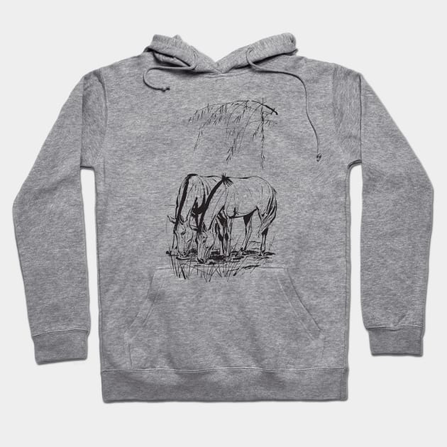 Gaucho Horses Grazing by PPereyra Hoodie by Pablo Pereyra Art